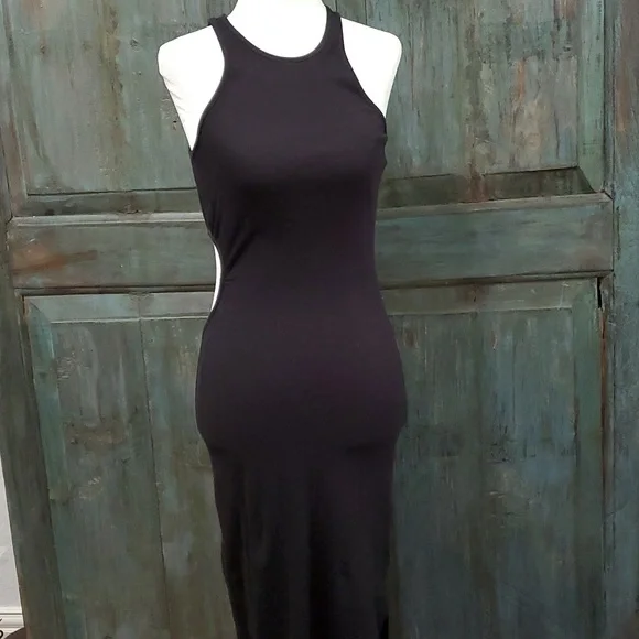 strapless open back dress Midi dress Guess Active LAVINIA LS RIB DRESS Black – Goccia.Shop